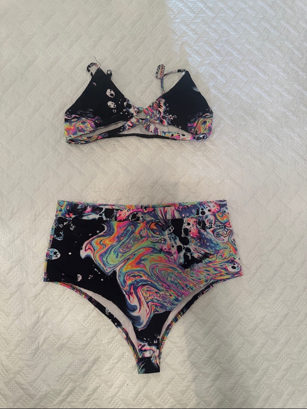 Black Multicolor Swirl Two-Piece Bikini